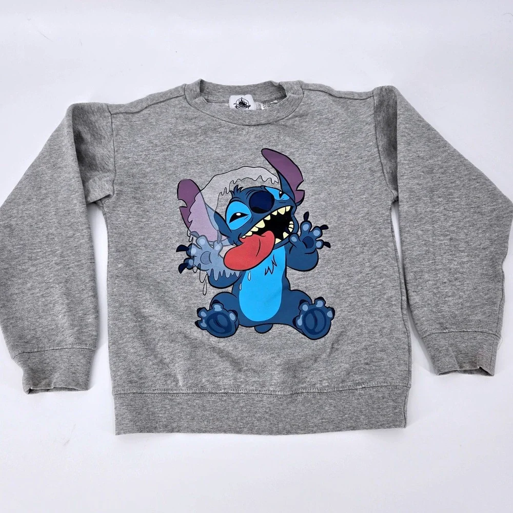 Disney Store Stitch Licking Glass Organic Cotton Pullover Sweatshirt‎ Youth 5/6